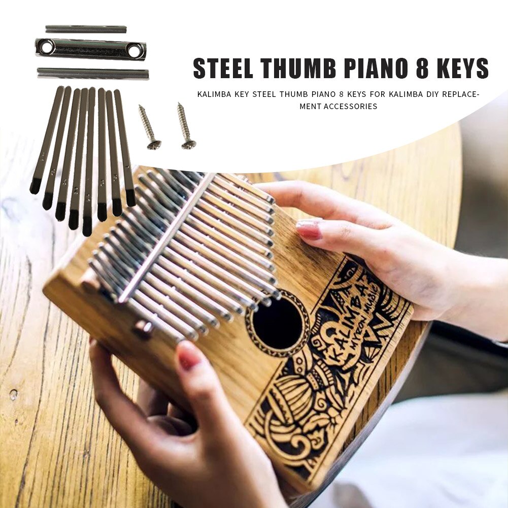 8 nøgler kalimba nøgle tommelfinger klaver til kalimba gør-det-selv stencil skala logo bogstaver nøgler granatsplinter reservedel tilbehør