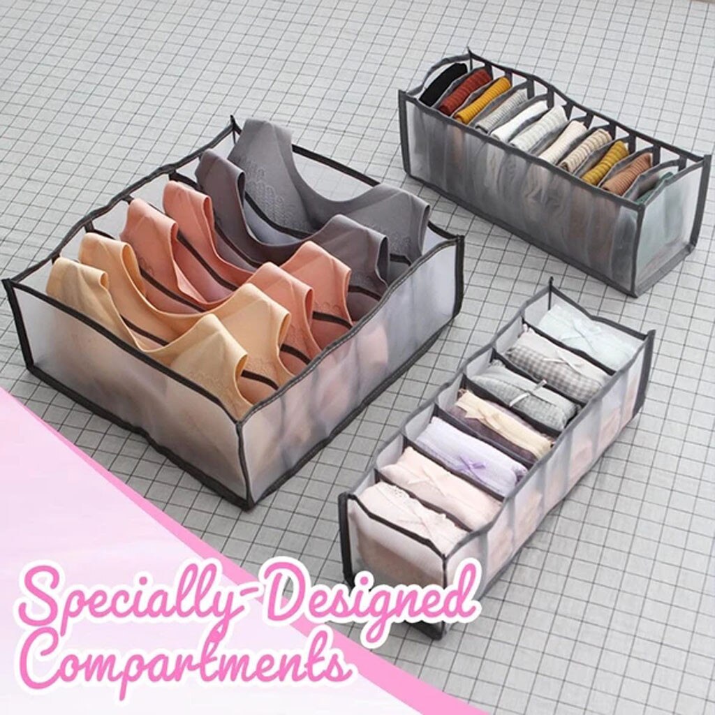 Bra Storage Boxes Underwear Clothes Organizer Drawer Nylon Divider Closet Organizer For Folding Ties Socks Shorts Organizer#ab: E