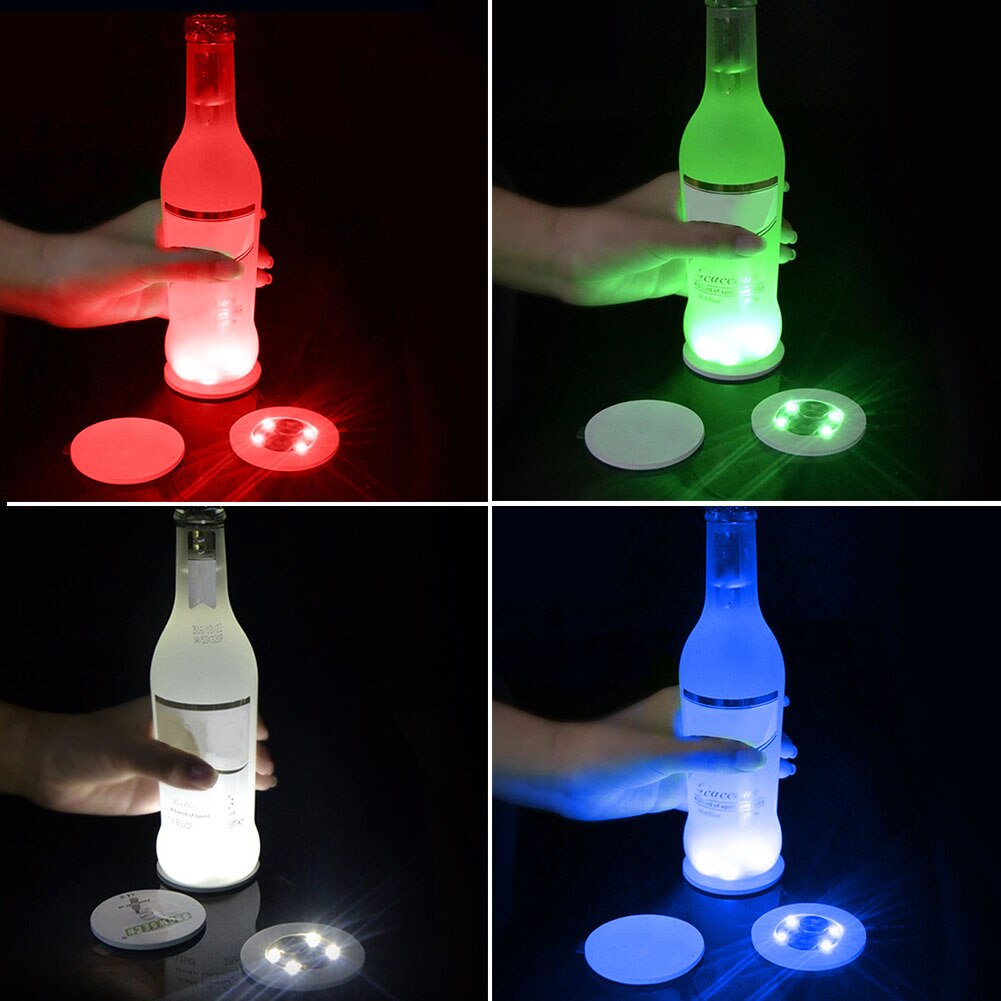 LED Glorifier 3 Modes Mini Glow Coaster LED Drink Cup Mat Bottle Light Stickers Festival Nightclub Bar Party Vase Decoration
