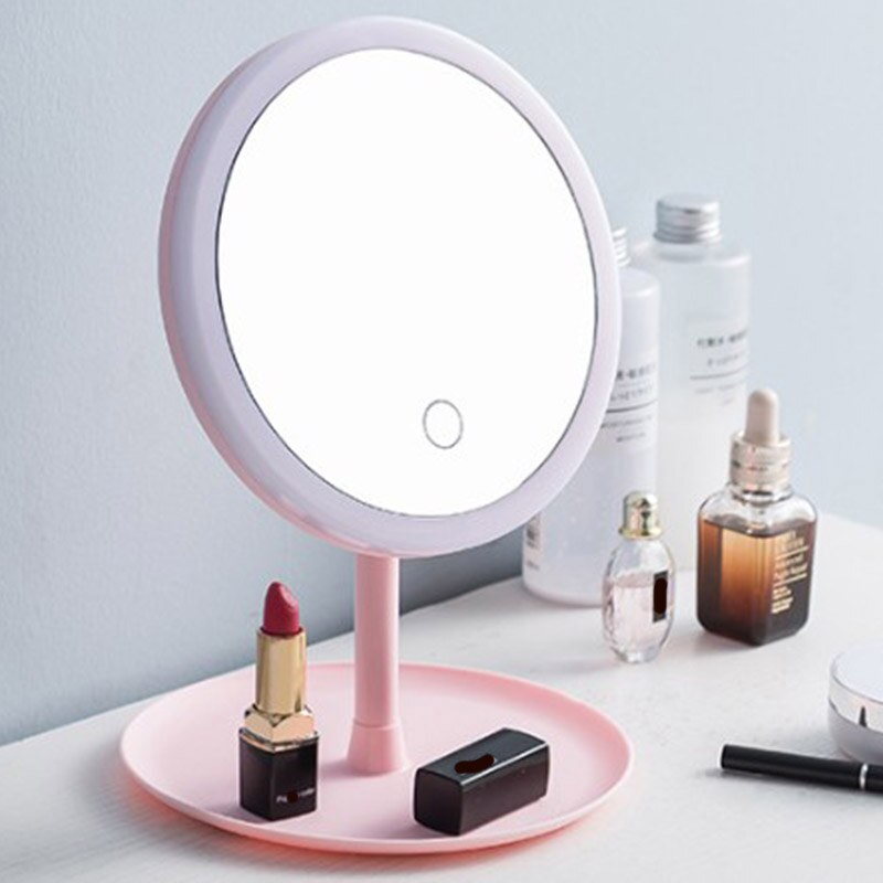 Led Licht Make-Up Spiegel Met Lamp Led Desktop Make Up Spiegels Handig Vullen Licht Beauty Make Up Spiegels Usb Led