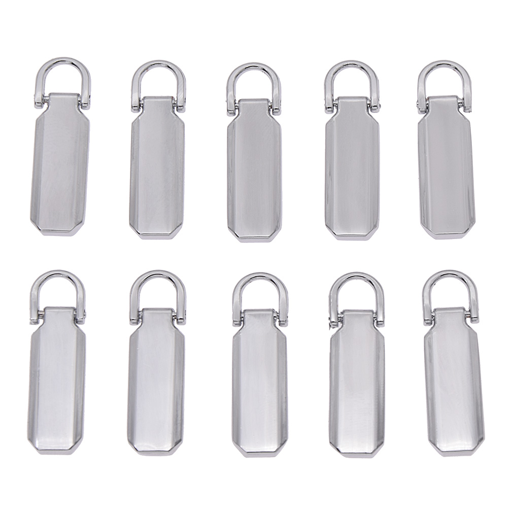 Tirettes de fermeture éclair en métal 10 pièces | Détachables 3 #5 # pour curseurs, Kits de réparation de la tête, tirette, languette, bricolage, accessoires de couture: Chrome / size3