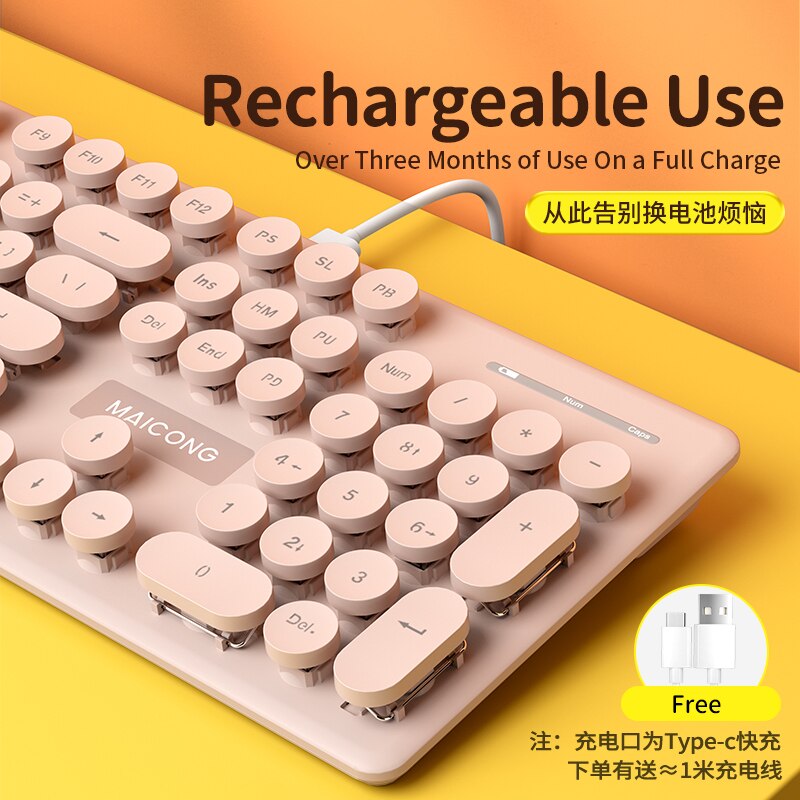 MC KM600 Wireless Keyboard and Mouse Combo Bluetooth Full Size 104 Keys Keyboard and Portable Wireless Mouse for Windows PC iPad