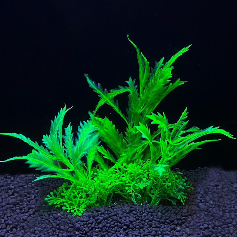 Plantas artificiales para decoración de acuario, adorno de malezas de agua, planta acuática, accesorios de decoración de césped para pecera, 14cm: COLOR PLENO