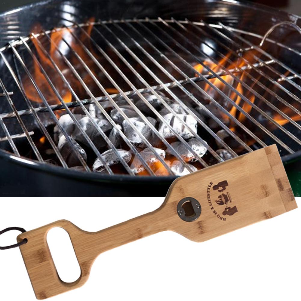 Trägrillskrapa bbq grillrengörare med vinöppnare grillborste utan borst säkrare än stålborste träsäkert skrot