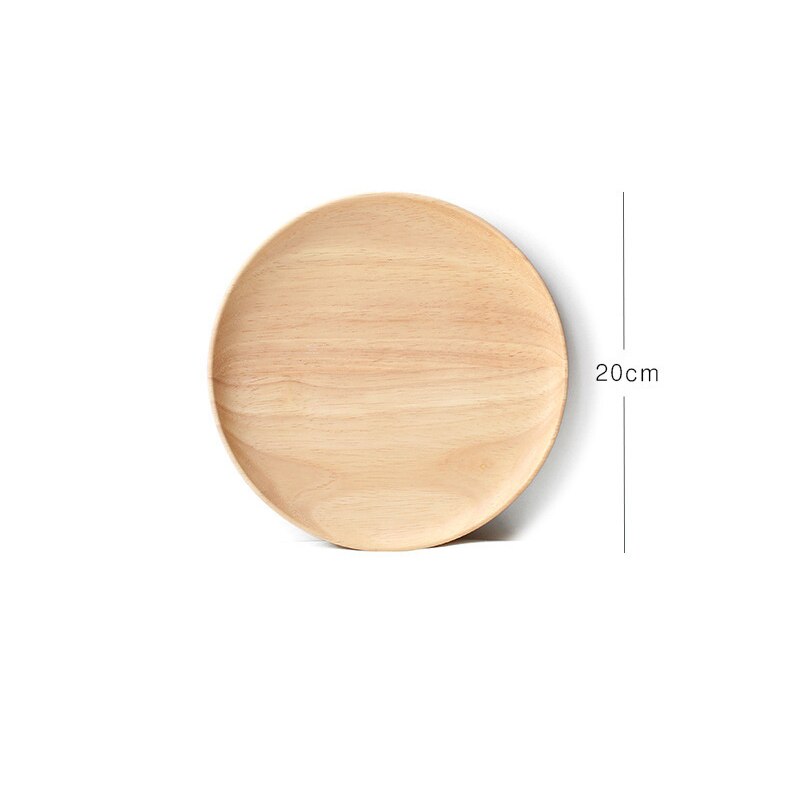Whole Wood Lovesickness Wooden Tray Tableware Round Solid Wood Plate Dishes Saucer Tea Tray Dessert Dinner Plate Home Dinnerware: Round-20cm