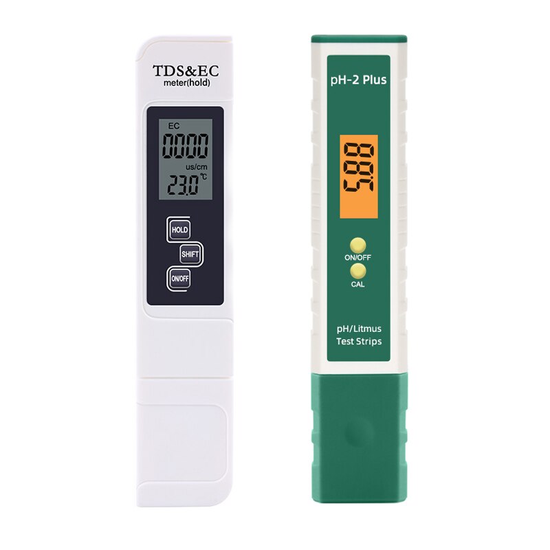 Digital PH EC TDS Meter Pen Water Purity Tester LCD Display Litmus Test -2.00-16.00 for Aquarium Pool Monitor Measurement Tool: PH-2Plus and EC