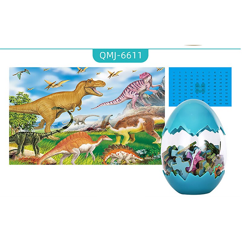 60pcs Wooden Christmas Dinosaur Puzzle Toy Dinosaur Egg Packaging 3D Mini Puzzle Board Decoration Toy: 6611