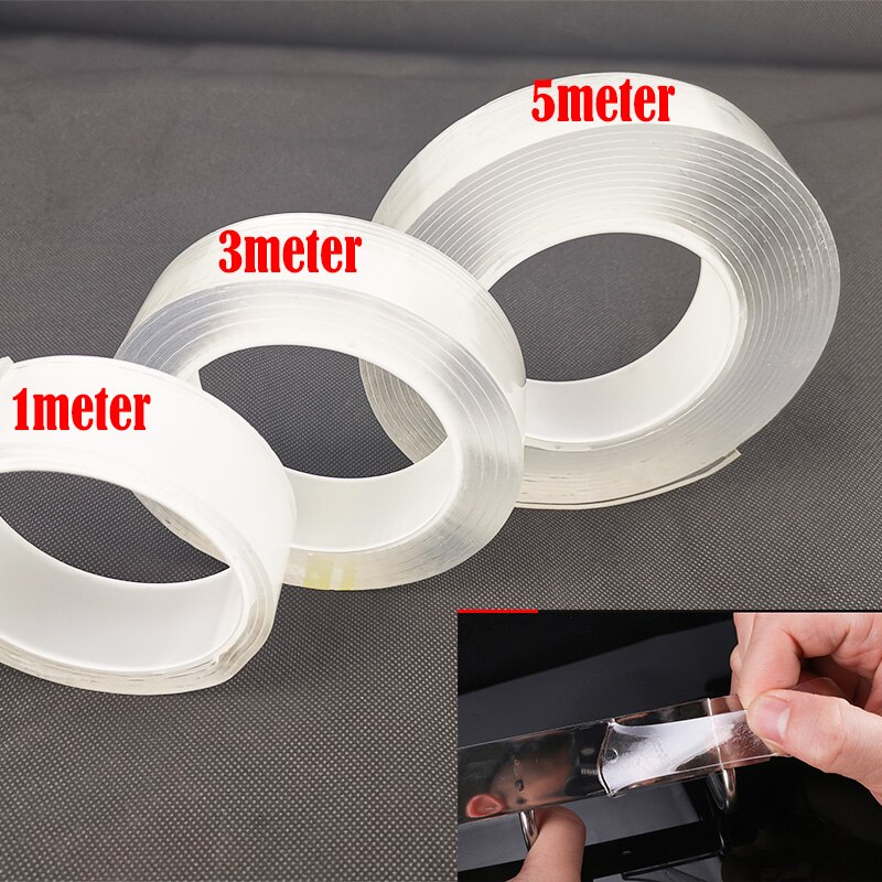2mm Gel Grip Tape Silicone Tape Waterproof Double Sided Tape Reusable Transparent Non-slip Strong Stickiness Nano Tapes