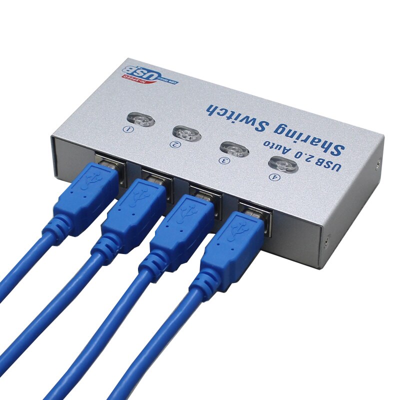 USB Auto Sharing Switch 4 in 1 out usb Hub for 4 PC sharing Print 4 computers to share 1 USB device With 4 cables