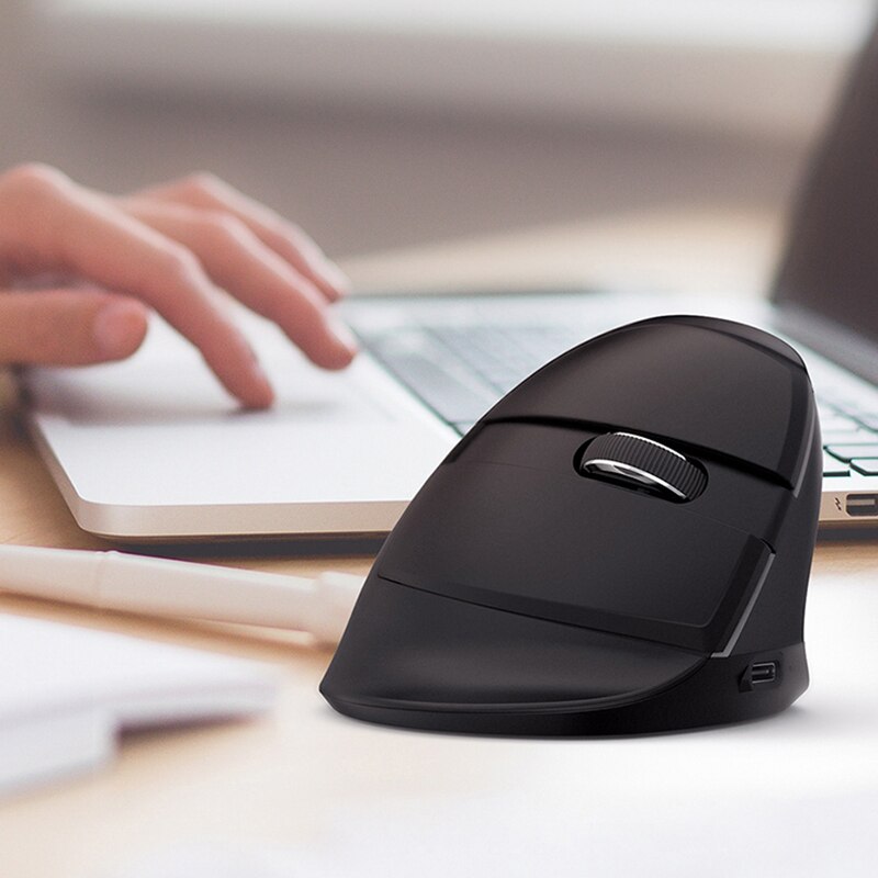 Delux M618 Mini Wireless Mouse Bluetooth 4.0+2.4GHz Recharging Game Mouse Office Laptop PC Silent Mouse Ergonomic Vertical Mouse