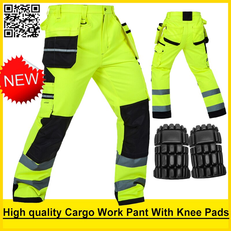 Bauskydd herre slidstærke arbejdsbukser sikkerhedsarbejdstøj bukser med flere lommer med knæpuder sikkerhedsarbejdsbukser