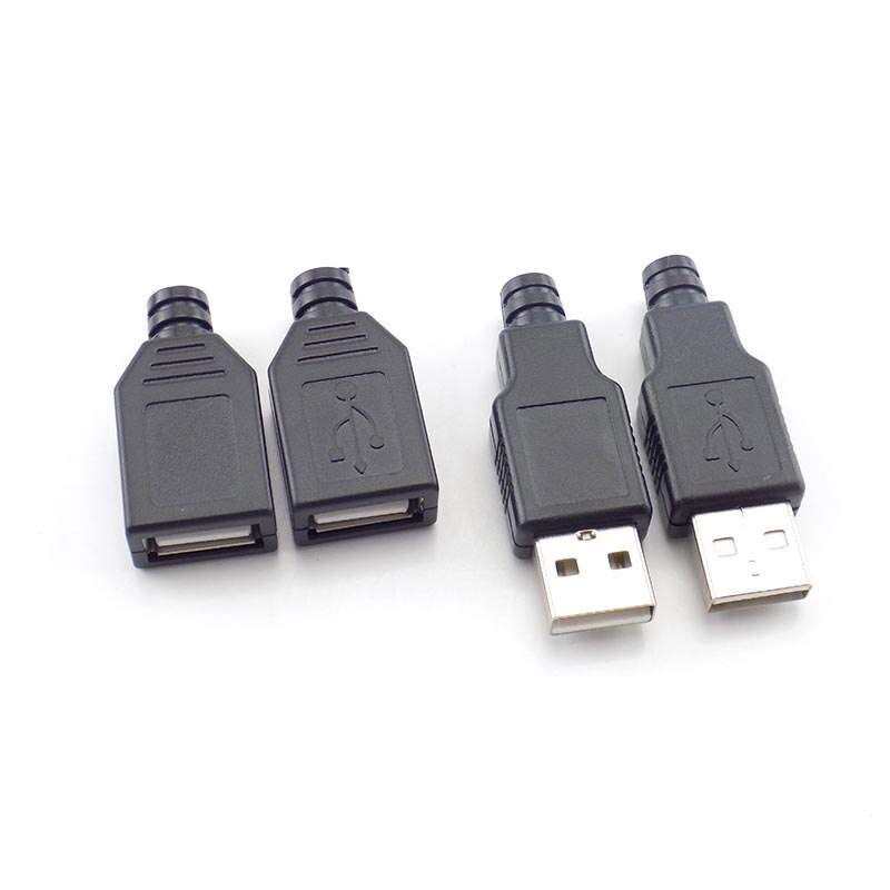 1/5/10 stücke DIY Stecker Stecker Typ A Buchse USB 2,0 Typ A Stecker USB 4Pin Adapter Buchse Solder stecker Mit Schwarz Kunststoff Abdeckung