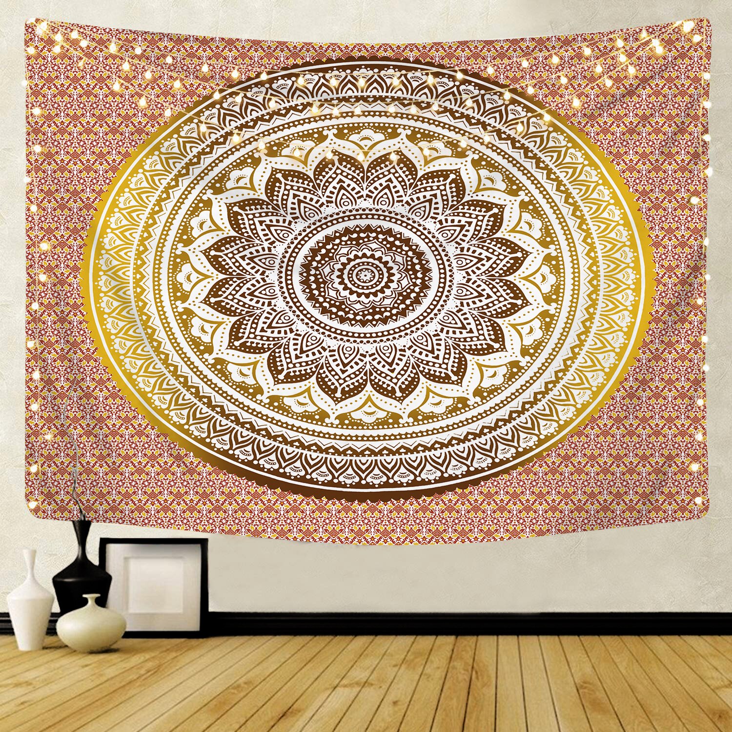 Mandala gobeläng vägghängande dekor vägg tyg gobelänger psykedelisk hippie nattmåne gobeläng vägg strand matta