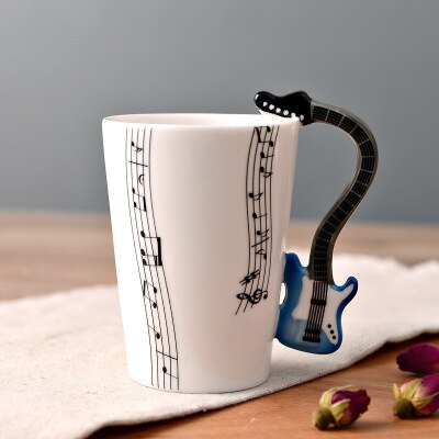 Teemukit musiikki kitara keraaminen muki kahvikuppi kahvalla mukit kahvikupit canecas tazas matkapullo: 1