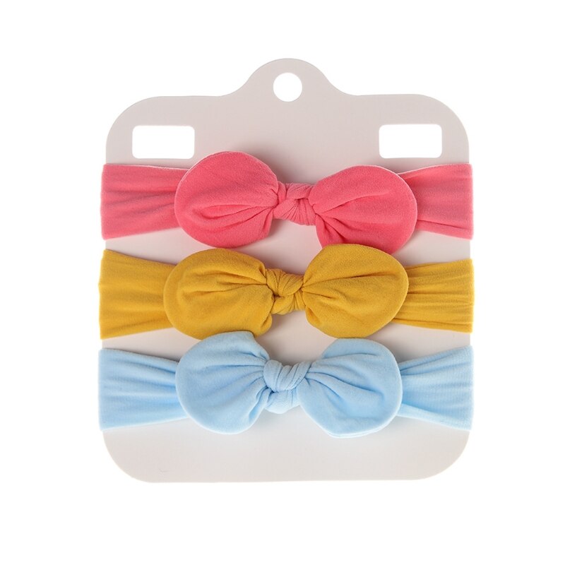 Diademas con lazo de nailon suave para niña, cintas elásticas de Color sólido para el pelo con lazo, accesorios para el cabello para recién nacido, 3 uds.
