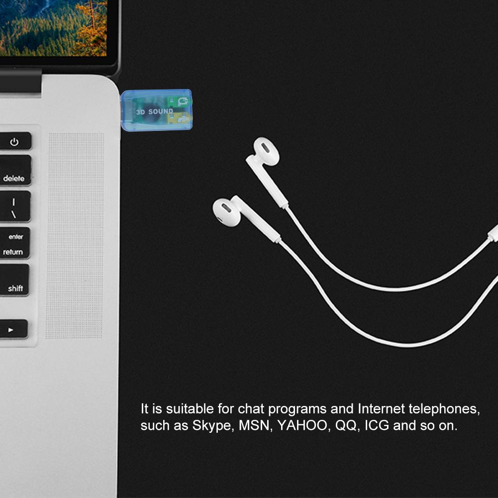 External USB Sound Card 3D Audio Headset Microphone Adapter for PC Desktop Support for dimensional Sound Plug And Play Adapter