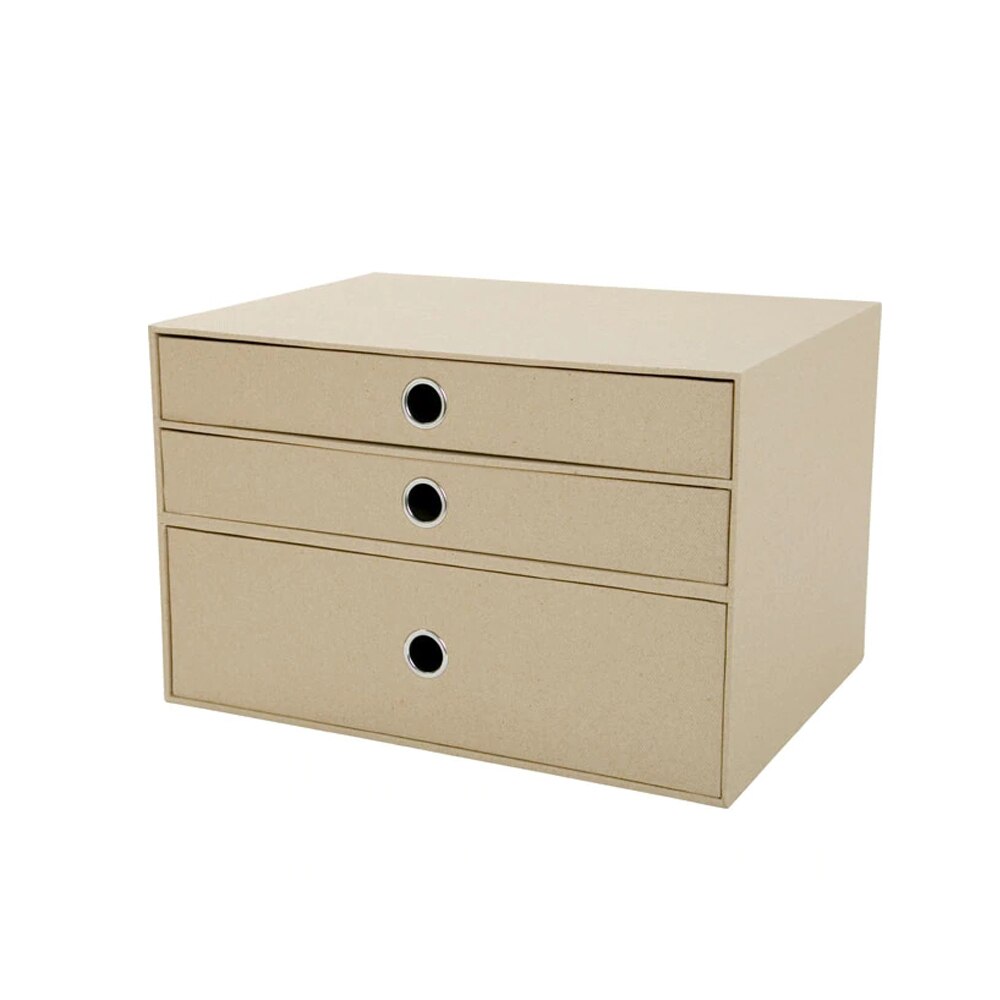 3 Lagen Kast Cardboads Bureau Top Organizer Home Storage 3 Laden Kast Beige Faux Linnen Natrual Hout Papier (2 Stuks): Default Title