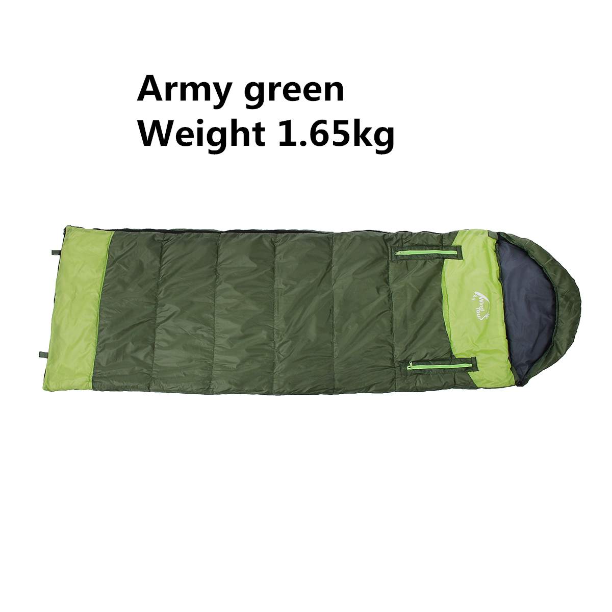 Outdoor Camping Sleeping Bag winter warm Ultralight Compression Pack Envelope Waterproof Spliced double Sleeping bag +Storag bag: Green 1.65kg