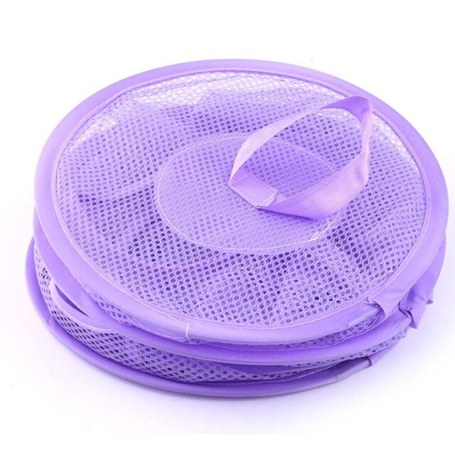 Double Side Transparent 6 Pocket Foldable Hanging Bag Clothes Storage Organizer Wardrobe Closet Finishing Storage Hanger: style 2 Purple