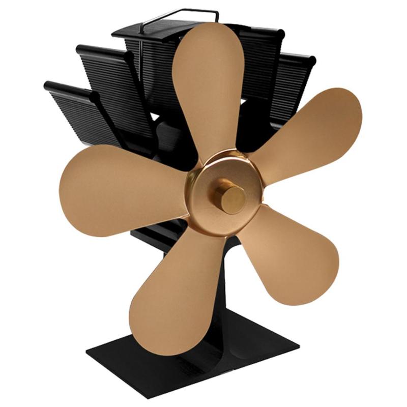 4/5 aspas ventilador de horno de aluminio quemador de calor ventilador de distribución de calor de bajo ruido disipador de calor dispositivo de ventilación del hogar: E
