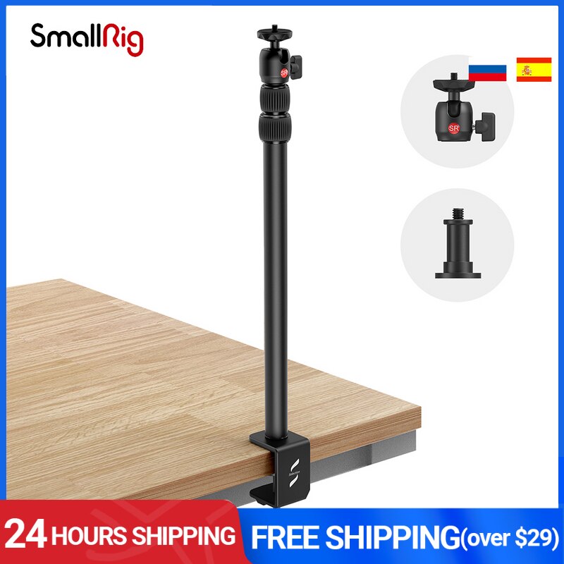 SmallRig Camera Desk Mount Table Stand Adjustable Light Stand Tabletop C Clamp with 1/4&quot; Ball Head for DSL Camera 3488