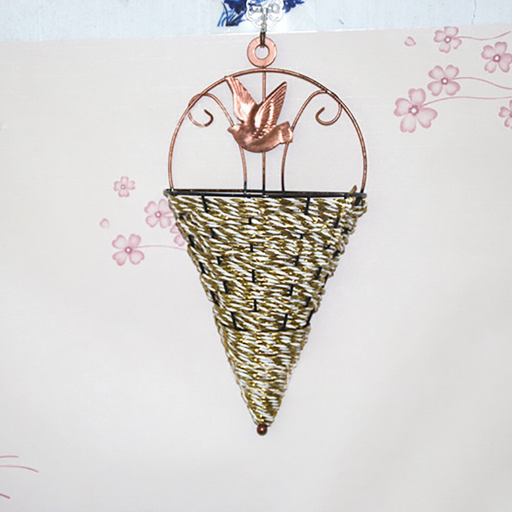 Cesta de flores de ratán para colgar en la pared, maceta colgante de ratán, decoración de canasta de flores, Color aleatorio