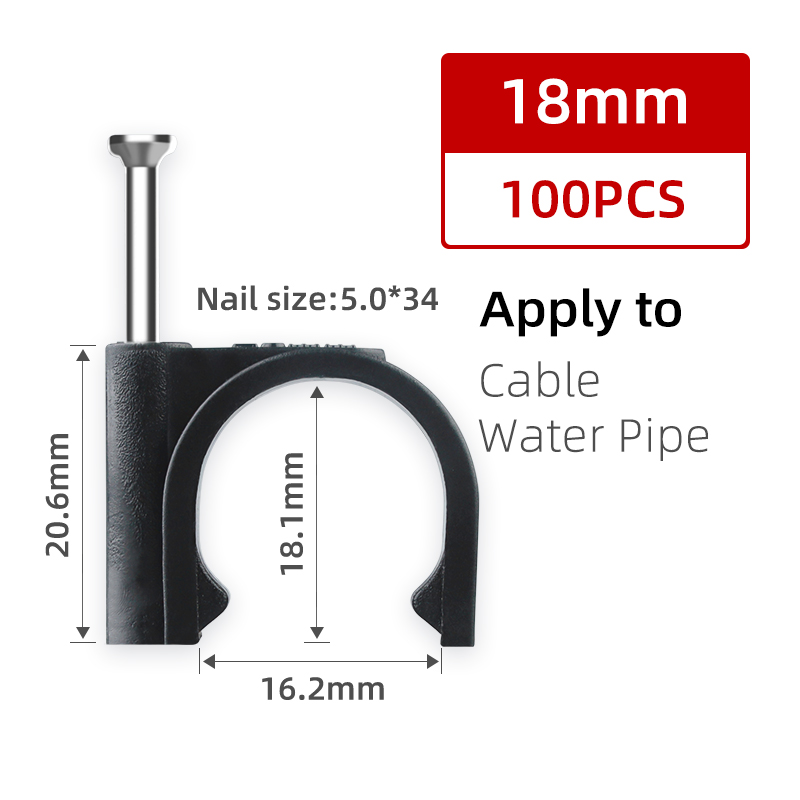 100Pcs Round Plastic Cable Clips Holder 16/18/20/22/25MM Electrical Wire Clasp Cord Tie Wall With Nail Circle Clamp 3/8 Tube: green