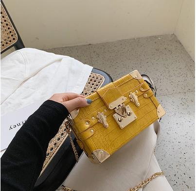 pierre modèle boîte Style femmes sacs à main et sacs à main pochette en cuir épaule chaîne sac femme sac à bandoulière Bolsas: Jaune