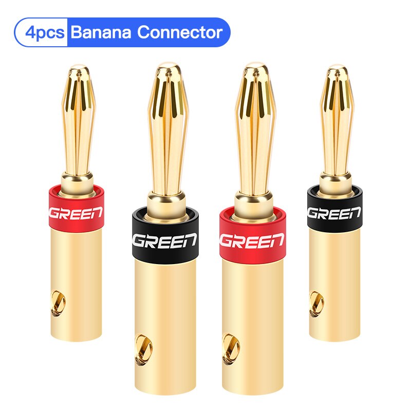 Ugreen 4 stücke Lautsprecher Kabel Banane Stecker Schraube Jack Stecker Adapter für Lautsprecher Draht Verstärker Audio- Video Kabel Banane Stecker: Ursprünglich Titel