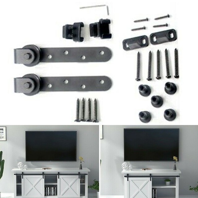 Kit de quincaillerie pour porte coulissante de grange, Rail pour support de garde-robe, ensemble de rails de suspension pour placard intérieur, lisse et silencieux: 6