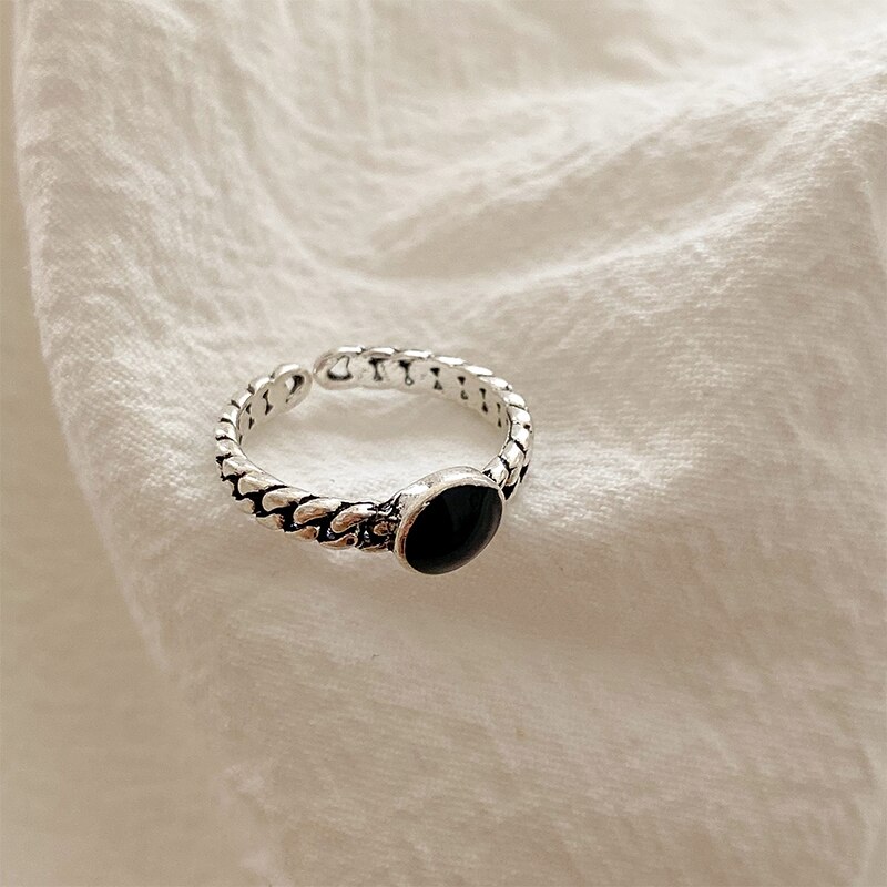 Huanzhi zwarte druppelglazuur hartvormige meerlaagse open verstelbare zilveren metalen ringen voor dames en meisjes feestsieraden: 1