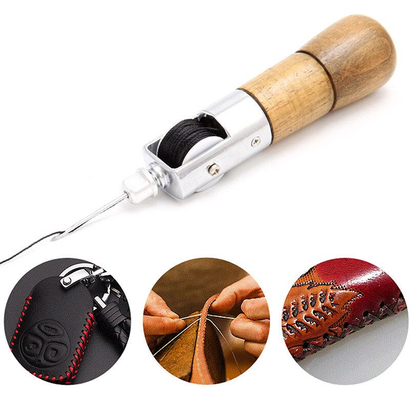 4PCS/Set Lock Stitching Sewing Awl Leather Hand Stitcher Thread Needles Kit For Fabric Craft Stitch Leather Fabric Repair Tools