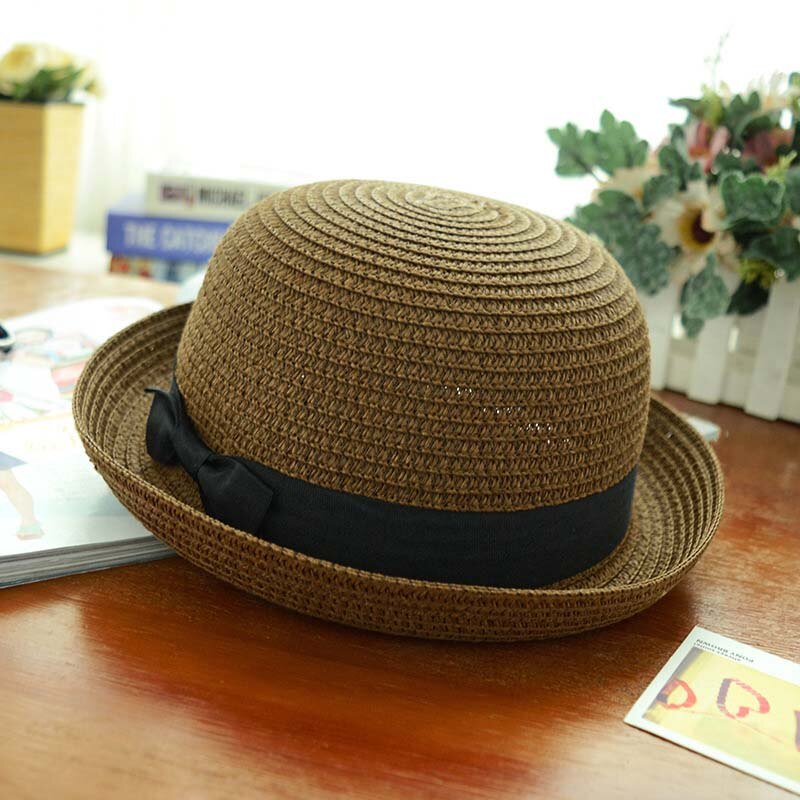 Summer Sun Hats Shopping Beach Caps Parenting UV Flat Cap Outdoor Sports Tourism Hat: Dome dark brown