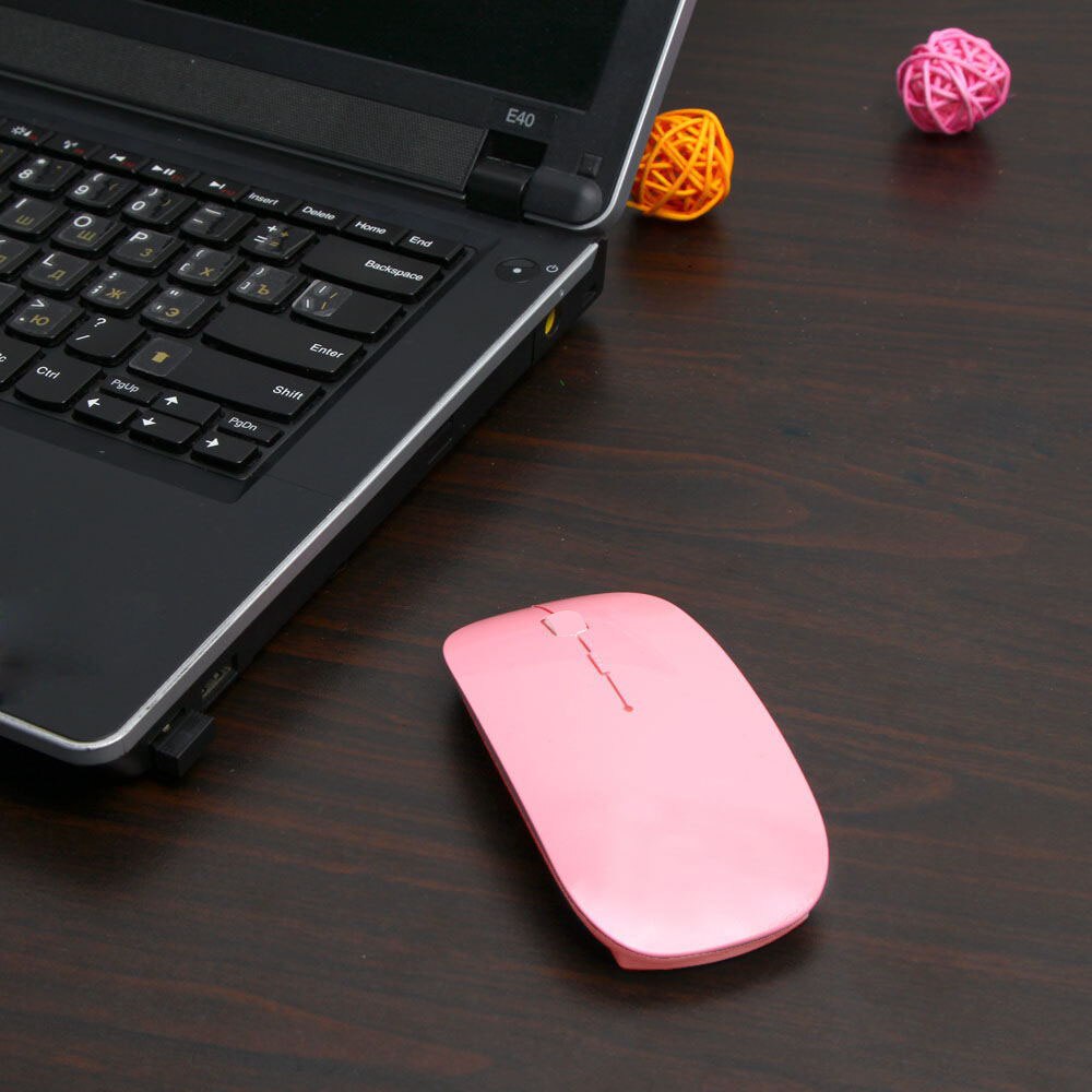 Ultra Thin 2.4GHz Wireless Optical Mouse Computer PC Mice with USB Adapter Mause for all computer laptop Mouse Wireless: Pink