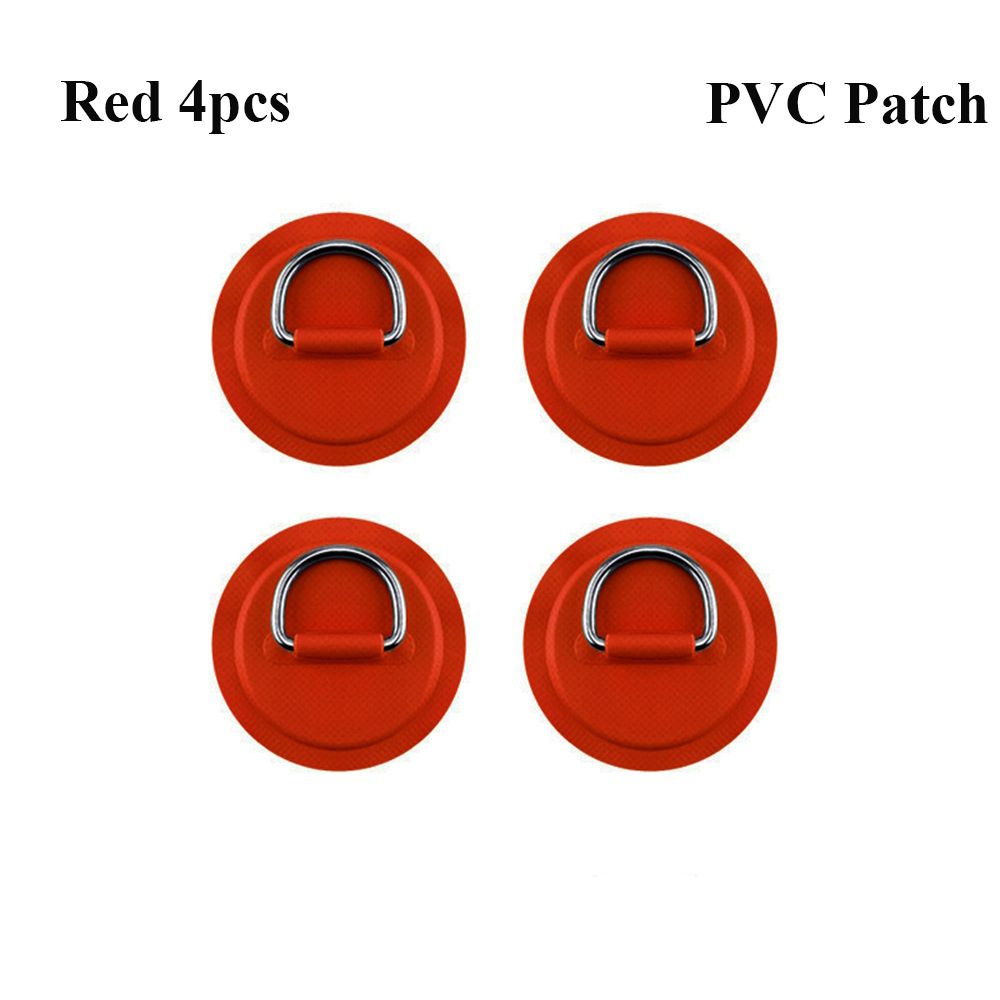 1/4Pcs Surfboard Dinghy Boat PVC Patch With Stainless Steel D Ring Deck Rigging Sup Round Ring Pad 5M Elastic Bungee Rope Kit: 8-4pcs