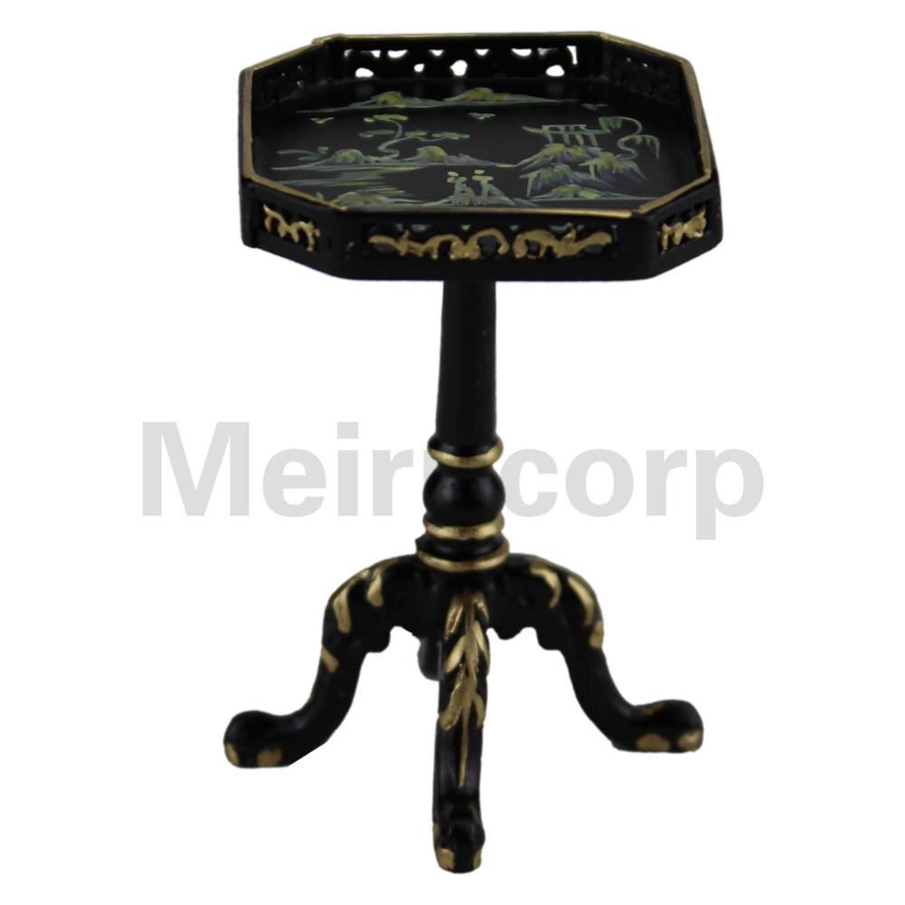 Poppenhuizen 1/12 schaal fijne miniatuur meubels Hand Gesneden Kleine Thee tafel