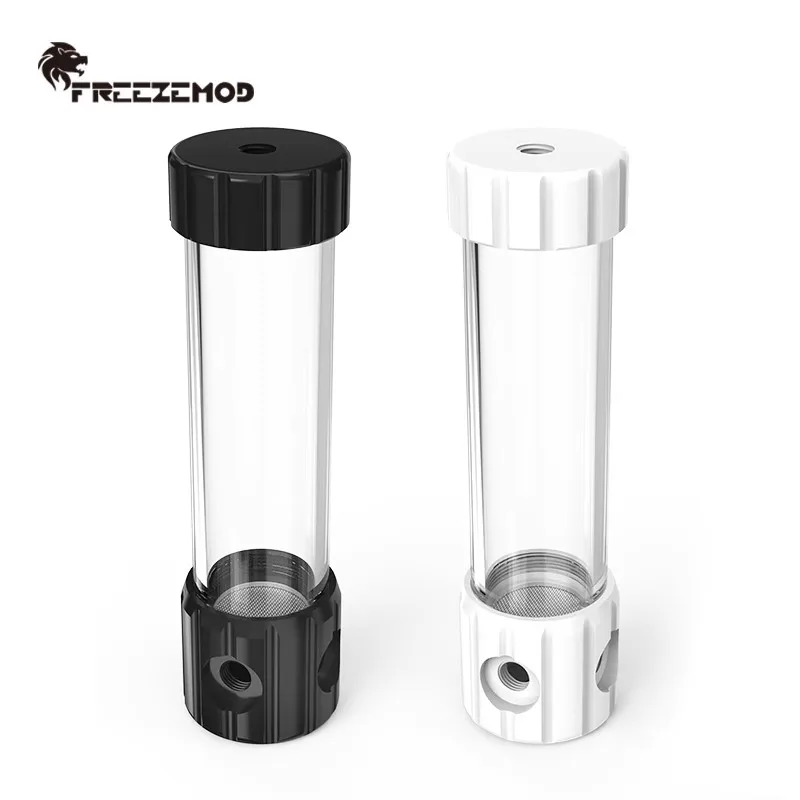 FREEZEMOD Transparent Computer Cylindrical Water Cooling Reservoir OD50MM POM Water Tank with Built-in Filtration PC Cooler