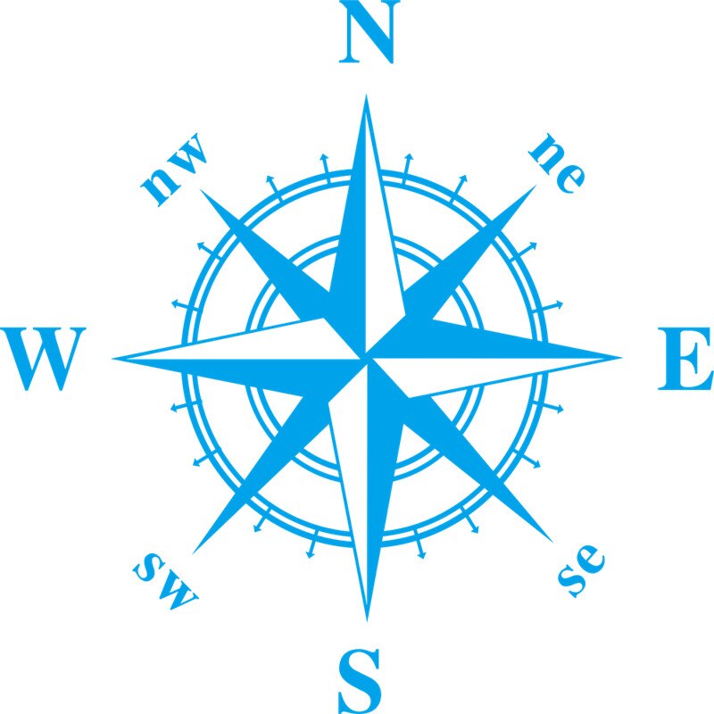 50cm*50cm Car Compass Totem Sticker Art Vinyl Compass Car Stickers and Decals Hood Sticker Cover Body Applique: Blue