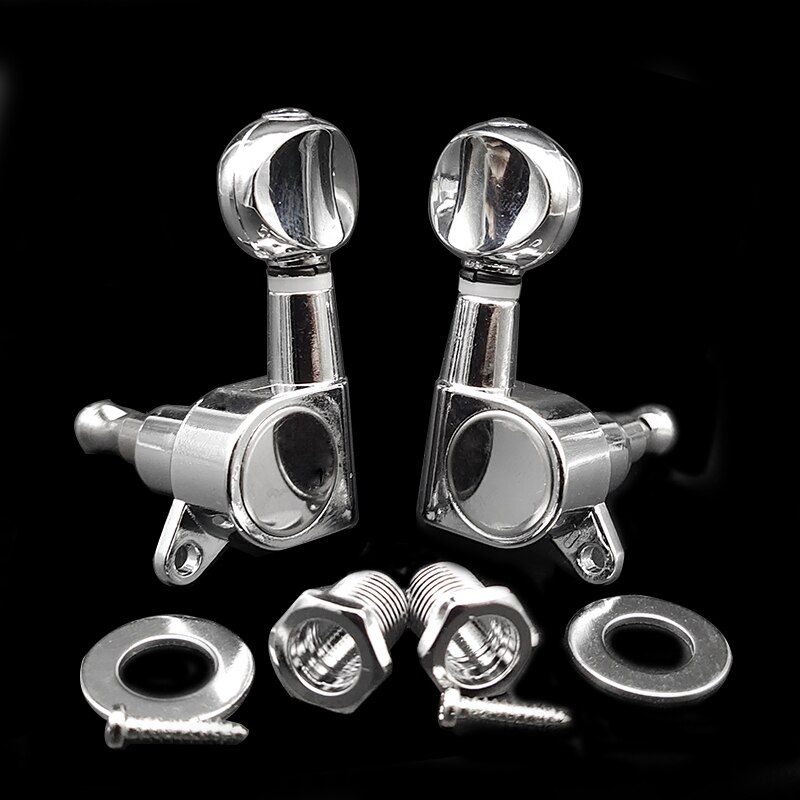 4Pcs Enclosed Ukulele Tuning Pegs Tuners Nickel Head 2R2L for Ukulele