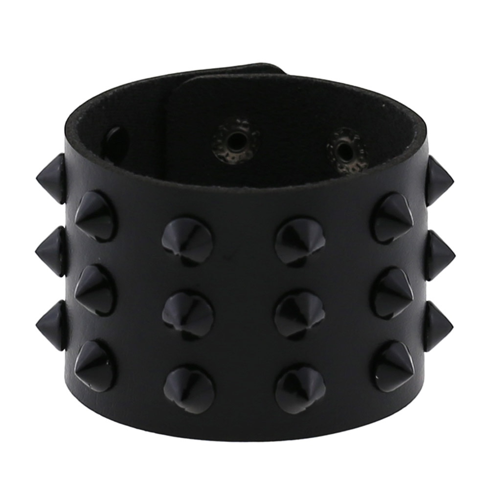 Bracelet gothique Punk Steam pour hommes, noir, blanc, rouge, en cuir pour femmes et hommes, bouton pression, bijoux