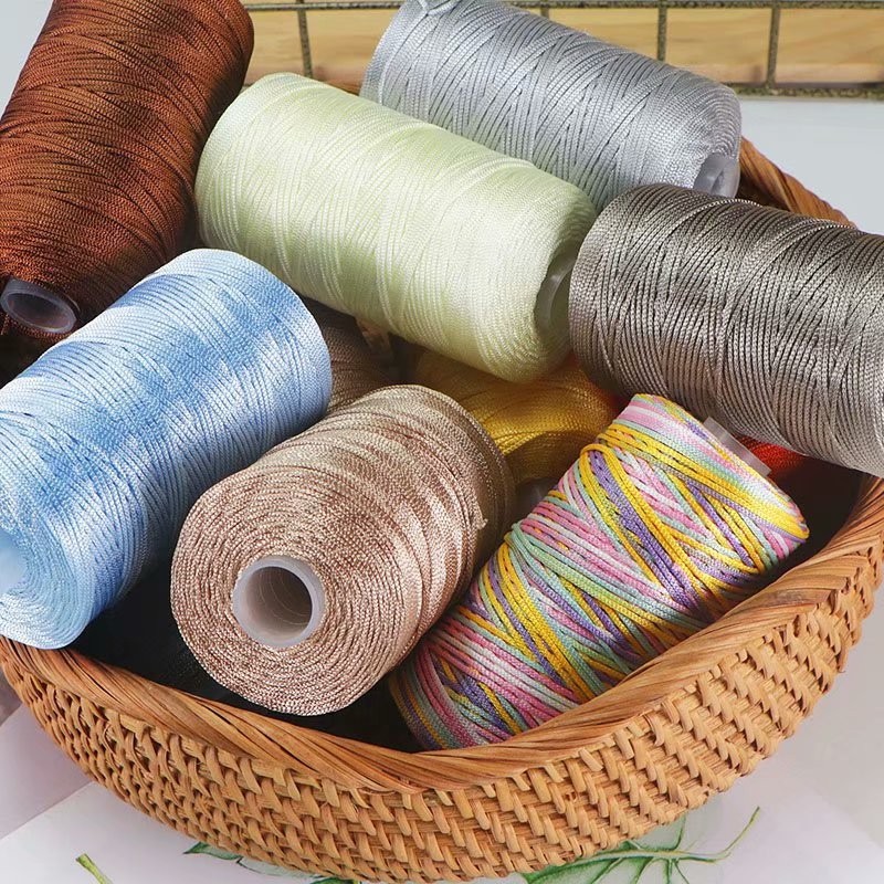 1.5Mm Dikte Gehaakt Garen Dun Ijs Gemengd Gevlochten Katoenen Draad Voor Diy Hand Breien Tas Hoed Schoenen 100Gram Rol 60 Kleuren