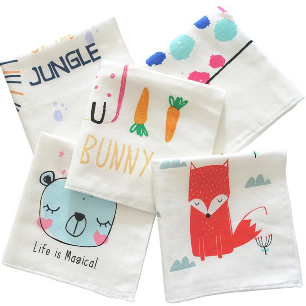 Kinder Baby Cartoon Handtuch Taschentuch Baumwolle Musselin Handtuch Taschentücher 4 Schichten Wischen Taschentücher