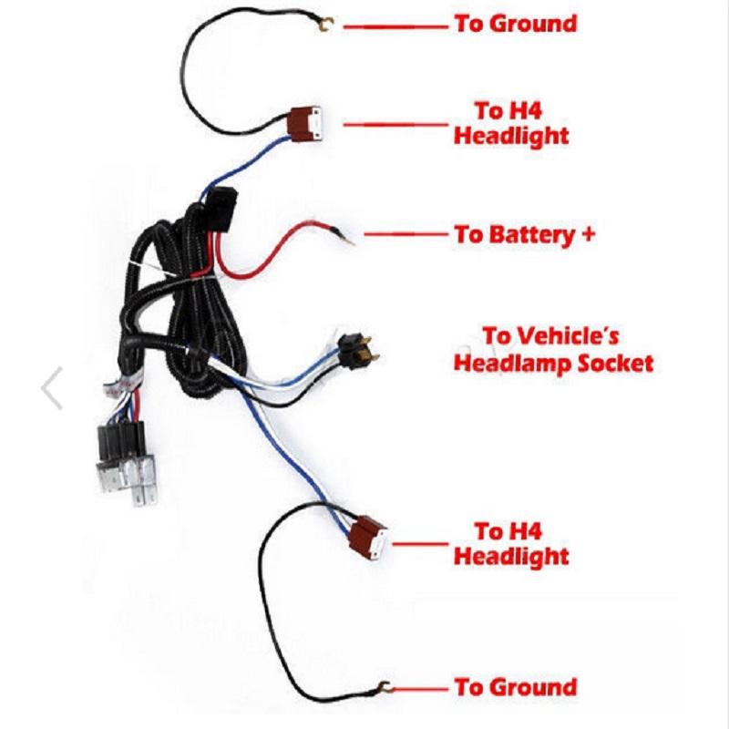 H4 Headlight Headlamp H4 Light Bulbs Relay Wiring Harness 2 Socket Plug