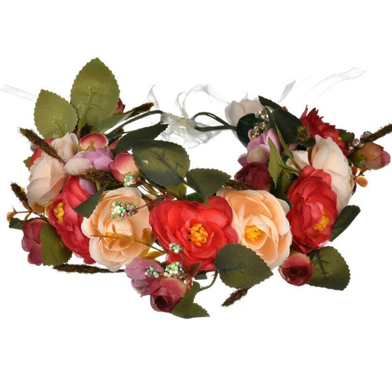 Diadema de flores grandes Bohemia para mujer, diadema, corona, vid, Festival, boda: D
