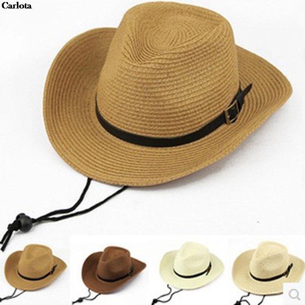 Summer Foldable Straw Hat Sun Protection Western Cowboy Hat Child Against Uv Rays Beach Sunhat Wide Brim Cowgirl Hats