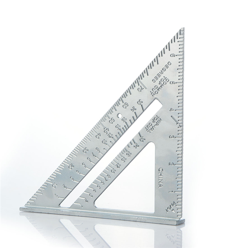Regla triangular de aleación de aluminio de 7 pulgadas para carpintería regla triangular cuadrada de 90 grados 45 grados de pulgada métrica