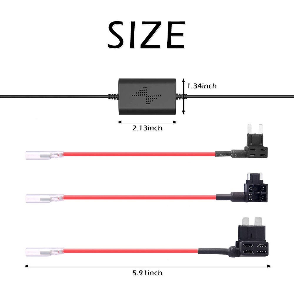 Hard Wire Mini Micro USB DC Charger Power Kit for Car Dash Camera DVR Car Dash Cam Camera 112 212 312G 312GW 412 512GW 612 DUO