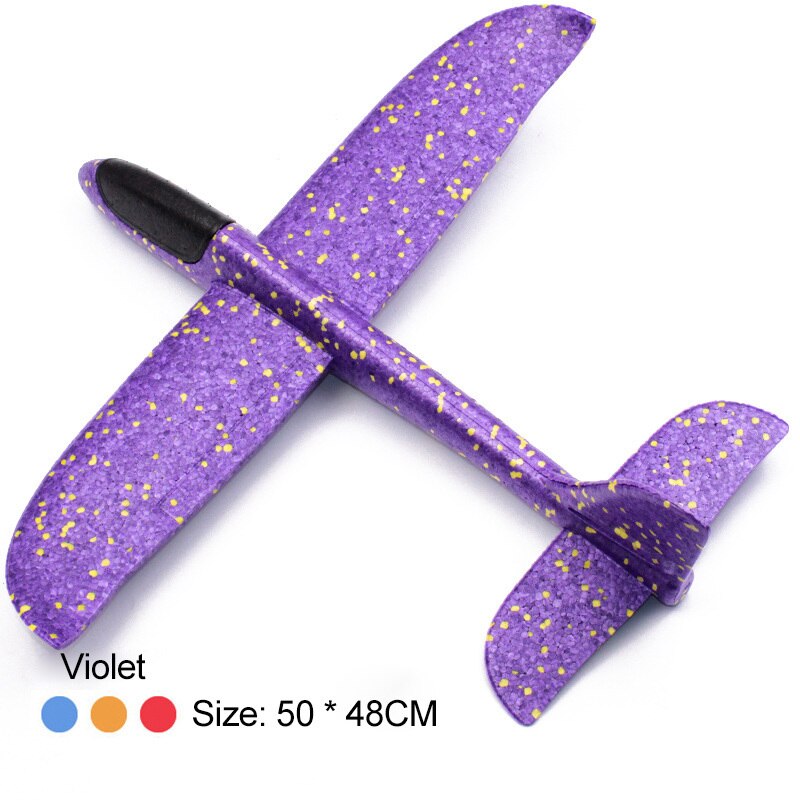 48CM Upgraded EPP Foam Plane Glider Hand Throw Airplane Aircraft Outdoor Launch Toys For Children Parent-child Interactive Toy: 48cm Purple