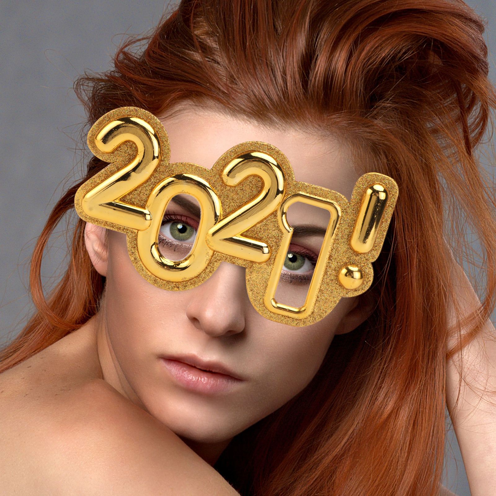 1pc Number Year Glasses Frame Prop Interesting Photo Booth Props Glasses Funny Year Eyeglass Frames Golden