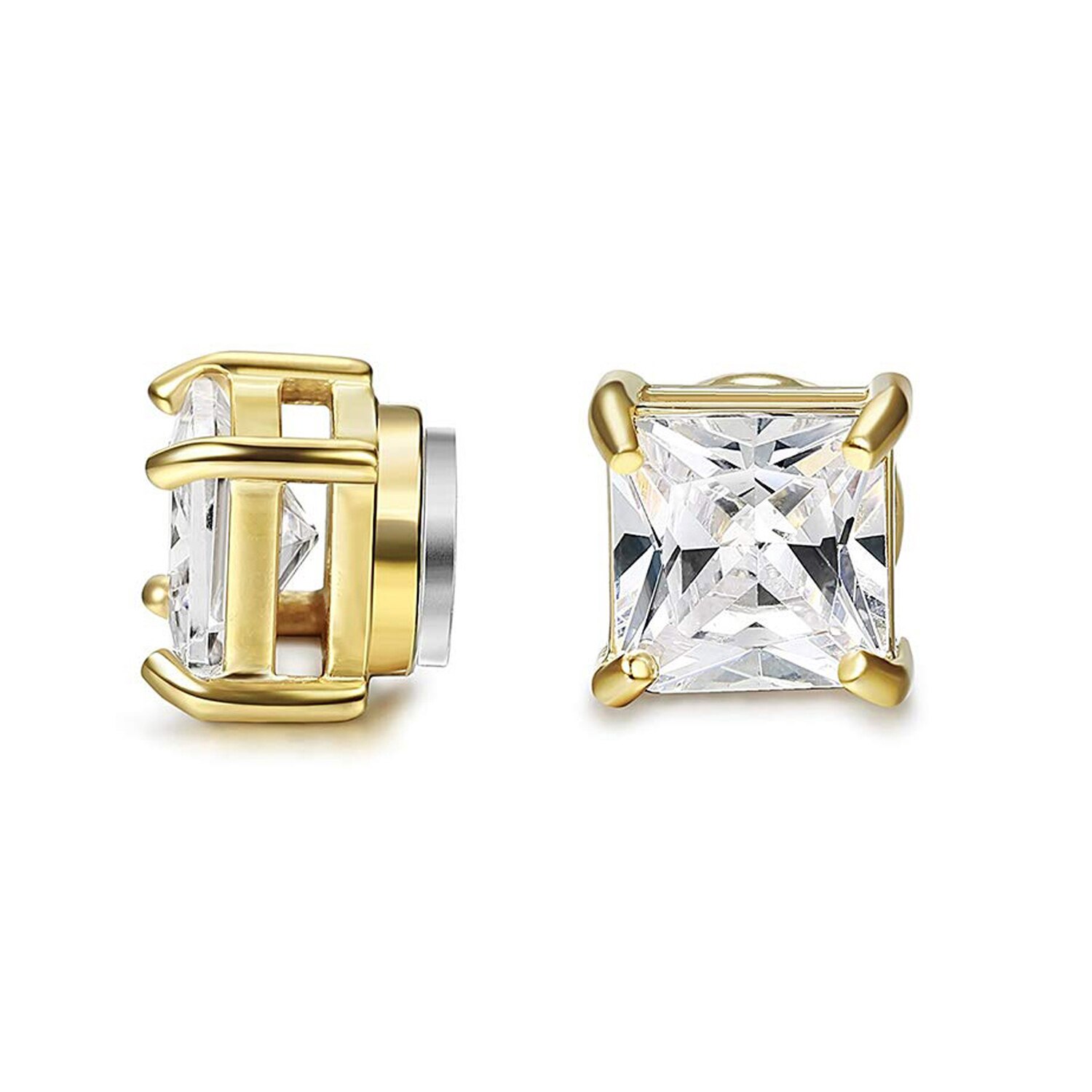 6 pairs magnetic stud earring for men women round square cz magnet non pierced clip on earrings set 6mm 8mm: 1 pair-style f / 6mm